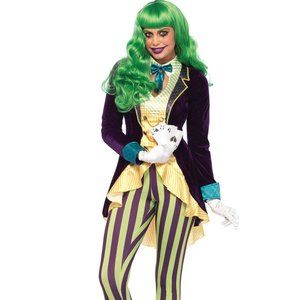 Trickster/Female Joker costume with wig & gloves